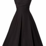 Kratka crna haljina sa v izrazom i kratkim rukavima