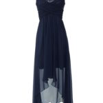 Kratka tamno plava haljina sa lepršavim materijalom
